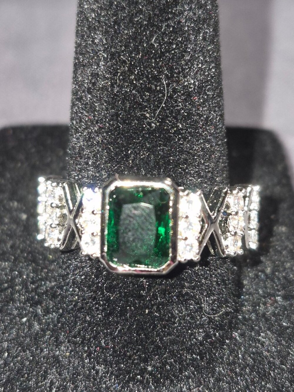 Swarovski Elements Emerald Green Cut Ring | 18K WG over Stainless Steel